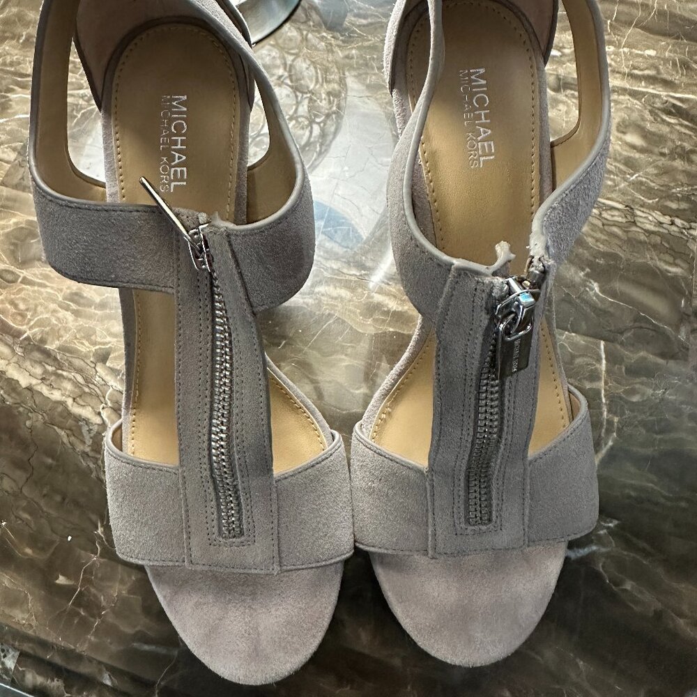 Michael Kors Gray Suede Zipper Heels